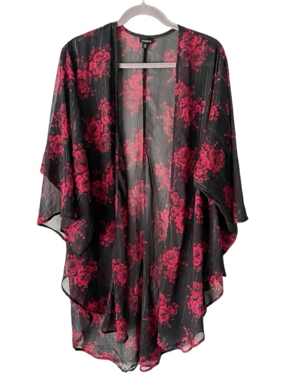 Torrid Sheer Floral Dark Romantic Kimono Cardigan Size 1X 2X Whimsigoth Punk Alt